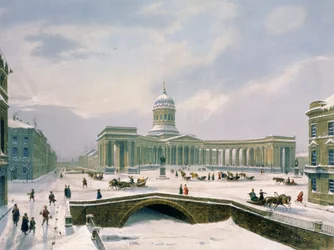 Kasaner Kathedrale, St. Petersburg, gedruckt von Lemercier, Paris, 1840er Jahre